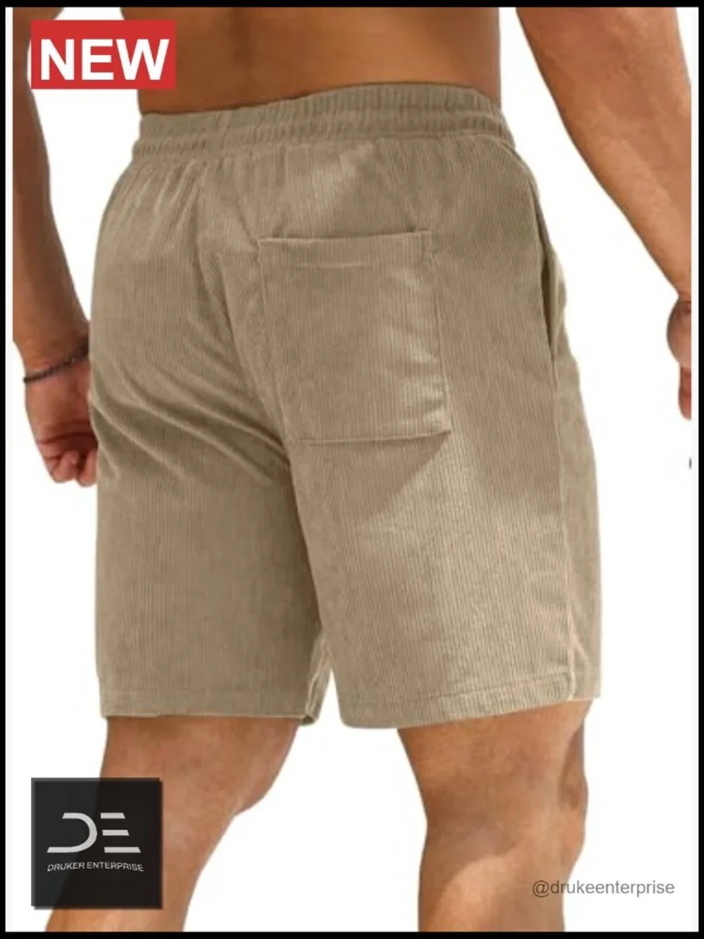 Men's Corduroy Shorts Elastic Waist Drawstring Lightweight Summer Casual Shorts
